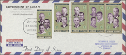 08026 Adschman / Ajman: 1971, Apollo Crew, Complete Set Perf./imperf., Complete Set Of Eight De Luxe Sheet - Adschman