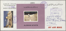 08033 Adschman / Ajman: 1972, Apollo 15 (Exploring The Moon), Complete Set Of Six De Luxe Sheets With Purp - Ajman