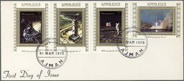 08034 Adschman / Ajman: 1973, U.S. Space Achievements, Complete Set Of 16 De Luxe Sheets Perf./imperf. Eac - Adschman