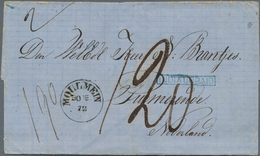 08083 Birma / Burma / Myanmar: 1872, Folded Letter With MOULMEIN Circle Datestamp And Boxed "INDIA UNPAID" - Myanmar (Birmanie 1948-...)