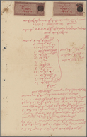08088 Birma / Burma / Myanmar: 1940/1947 (ca.), Two Fiscal Documents Bearing Different Court Fee KGVI Stam - Myanmar (Burma 1948-...)