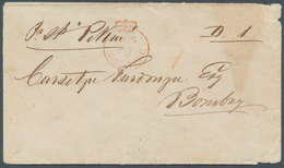 08117 China: 1858 Stampless Cover From Hong-Kong To Bombay Per Steamer "Perim", Bearing On Front The Red C - Altri & Non Classificati