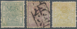 08123 China: 1885-88 Small Dragon Complete Set Of 1ca. Green (roughly Perf 12¾, Mounted Mint), 3ca. Violet - Autres & Non Classés