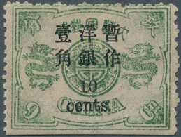08125 China: 1897 10c. On 9ca. Green, Overprinted Type II (3mm Between Chinese Characters And "10"), Mount - Autres & Non Classés
