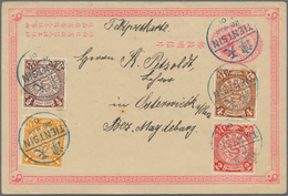 08129 China: 1897/1901, Stationery (1) And Ppc (3) With China X3 And German Offices X1 All Used As German - Altri & Non Classificati