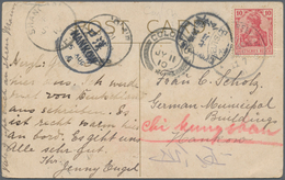 08150 China: 1910, 11.7, Ppc Of Singapore, Chinese Temple Franked With German 10 Pfg. Germania Through "DE - Autres & Non Classés