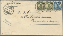 08161 China: 1923/26, 4 C. (pair) And 10 C. Tied "PEKING 23 11.5.27" To Express Cover To Paotow-chen (back - Autres & Non Classés