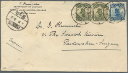 08161 China: 1923/26, 4 C. (pair) And 10 C. Tied "PEKING 23 11.5.27" To Express Cover To Paotow-chen (back - Sonstige & Ohne Zuordnung