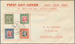 08176 China: 1947/48, FDC (7) All Different Inc. May 23 SYS Torch Issue; Also 1947 Cover To Hong Kong. Tot - Altri & Non Classificati