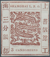 08187 China - Shanghai: 1871/72, 3 Ca. Red Brown, Official Reprint On Mesh Paper, Unused, Signed Calves. - Autres & Non Classés