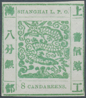 08189 China - Shanghai: 1871/72, 8 Ca. Green, Official Reprint On Mesh Paper, Unused, Signed Calves. - Sonstige & Ohne Zuordnung