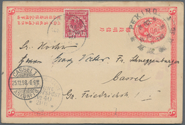 08191 China - Ganzsachen: 1897, Card ICP 1 C. Canc. Large Dollar "PEKING 24 OCT 98" With German Offices 10 - Cartoline Postali