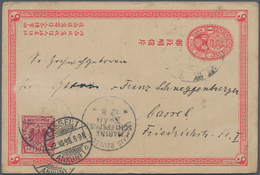 08196 China - Ganzsachen: 1897, Card ICP 1 C. Canc. Large Dollar (faint) "PEKING 14 JU 98" With German Off - Cartes Postales