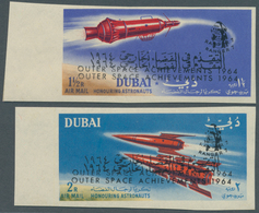08396 Dubai: 1964, Ranger 7 / Outer Space Achievements, 1np. To 2r. Imperforate, Complete Set Of Eight Val - Dubai