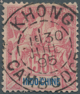 08413 Französisch-Indochina: 1895. Indo-China SG 16, 50c Rose Cancelled By 'Khong/Cambodge' Double Ring '3 - Storia Postale