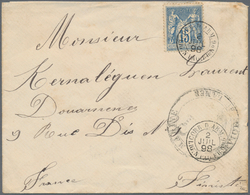 08415 Französisch-Indochina: 1898, Saigon, 15.c Sage On Cover Oblit. By C.d.s. "CORR D.ARM /LIG.N PAQ.FR.N - Briefe U. Dokumente