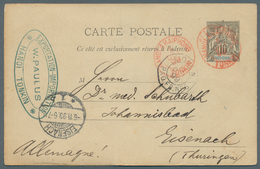 08417 Französisch-Indochina: 1899. Postal Stationery Card 10c Black With Photographic View On Reverse Writ - Briefe U. Dokumente