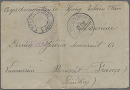 08421 Französisch-Indochina: 1902. Stamp-less Envelope (vertical Fold) Addressed To France Endorsed 'Corps - Briefe U. Dokumente