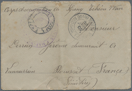 08421 Französisch-Indochina: 1902. Stamp-less Envelope (vertical Fold) Addressed To France Endorsed 'Corps - Lettres & Documents