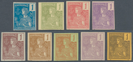 08423 Französisch-Indochina: 1904. Set Of 9 Different Imperforate Color Proofs For The Stamp "Grasset 1c". - Briefe U. Dokumente
