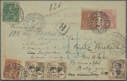 08430 Französisch-Indochina: 1908, 10 C Rose On Greenish Psc, Uprated With 3 X 1 C "annam Women" And 2 C, - Briefe U. Dokumente