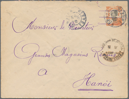 08446 Französisch-Indochina: 1923. Postal Stationery Envelope 4c Orange Addressed To Hanoi Cancelled By 'P - Briefe U. Dokumente