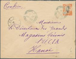 08448 Französisch-Indochina: 1924. Postal Stationery Envelope 4c Orange Addressed To Hanoi Cancelled By 'P - Lettres & Documents