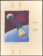 08524 Fudschaira / Fujeira: 1969, ASTRONAUTICS, Final Drawing For Nomination 3R. "Gemini-Rendevous" On Pas - Fudschaira