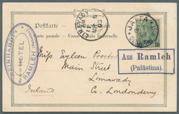 08548 Holyland: 1903. Picture Postcard Written From 'Reinhardt's Hotel, Ramleh' Addressed To Ireland Beari - Palestine