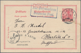 08549 Holyland: 1904, German Post Postal Stationery Card 20 Para On 10 Pf. Red With Pharmacy Imprint Tied - Palästina