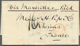 08562 Hongkong: 1859, Entire Folded Letter Dated HK 4 June 1859 W. "HONG KONG C JU 4 59" On Reverse Via Ma - Sonstige & Ohne Zuordnung