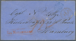08567 Hongkong: 1865, Blue Anglofrench Accounting Mark "B 1F 22 4/10 C." W. Blue "HONG KONG C JY 12 65" On - Other & Unclassified