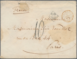 08568 Hongkong: 1866. Stamp-less Envelope (roughly Opened And Spotted) Addressed To France With Hong Kong - Sonstige & Ohne Zuordnung