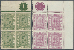 08591 Hongkong - Stempelmarken: 1938, Postal Fiscal Stamp 5c. Green With Wmk. Mult Script CA Block Of Four - Timbres Fiscaux-postaux