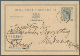 08601 Hongkong - Treaty Ports: Amoy: 1897, Card QV 4 C. Grey Canc. "AMOY A JA 15 97" To Germany W. Arrival - Altri & Non Classificati