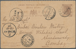 08604 Hongkong - Treaty Ports: Canton: 1904, UPU Card QV 4 C./3 C. Question Part, Canc. "CANTON B JA 92 04 - Autres & Non Classés