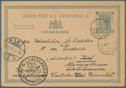 08608 Hongkong - Ganzsachen: 1897, Card QV 4 C. Grey Canc. "HONG KONG B FE 12 97" To Staff Of "S.M.S. Gnei - Interi Postali