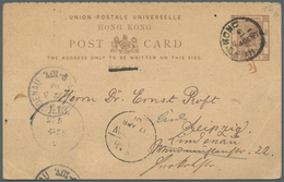 08612 Hongkong - Ganzsachen: 1901, QV 4 C./3 C. Reply Part ("reply" Deleted) Tied Boxed Red "I.P.O." With - Interi Postali