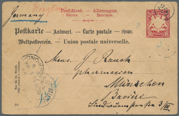 08617 Hongkong - Besonderheiten: 1892, UPU Reply Part Of Bavaria Not Accepted, Marked With Blue Crayon Cir - Autres & Non Classés