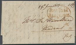 08628 Indien - Vorphilatelie: 1817 "Post Paid/Bangalore" Oval Handstamp (Giles Type 2) On Front Of Entire - ...-1852 Vorphilatelie