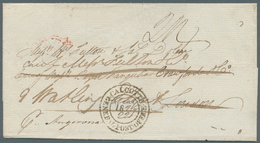 08636 Indien - Vorphilatelie: 1827, Folded Cover From Calcutta To London Per Ship ''Angerona'', And Re-direc - ...-1852 Préphilatélie