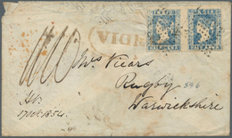 08672 Indien: 1854 (17 Oct), Lithographed ½a. Blue, Die I, Horizontal Pair Used On Cover From Wuzeerabad T - Altri & Non Classificati