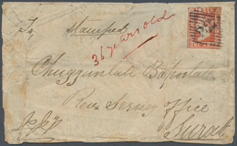 08675 Indien: 1854 Lithographed 1a. Dull Red, Die II, Used On Cover From Ahmedabad To Surat, Tied By Numer - Sonstige & Ohne Zuordnung