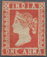 08676 Indien: 1854-55 Lithographed 1a. Red, Die III, Part Sheet Watermark, Unused Without Gum, Partially C - Altri & Non Classificati