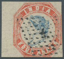 08679 Indien: 1854 Lithographed 4a. Blue & Red, 3rd Printing (Head Die III, Frame Die I), Watermark Invert - Autres & Non Classés