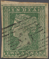 08684 Indien: 1854, 2a. Green With Near To Complete (7/8) Outer Framelines, Used With Fine Bombay Type Num - Sonstige & Ohne Zuordnung
