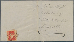 08692 Indien: 1857 Manuscript Cancellation On 1854 Lithographed 1a. Red, Die I, On Entire From Honzoor Pos - Autres & Non Classés