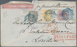 08697 Indien: 1854/64, Covers (5) Used To England X4 (Calcutta) And Within India X1 (Jessore), Also Uprate - Autres & Non Classés