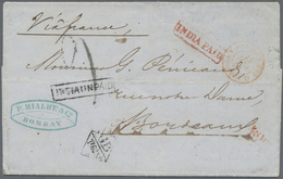08701 Indien: 1861, Bombay To Bordeaux With Red INDIA PAID For Domestic Postage Rate. Took The Following R - Sonstige & Ohne Zuordnung