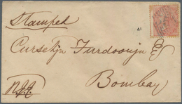 08703 Indien: 1861-83 Five Covers Including 1860 QV 2a. Dull Pink Tied By Numeral "55" In BLUE To 1861 Cov - Autres & Non Classés